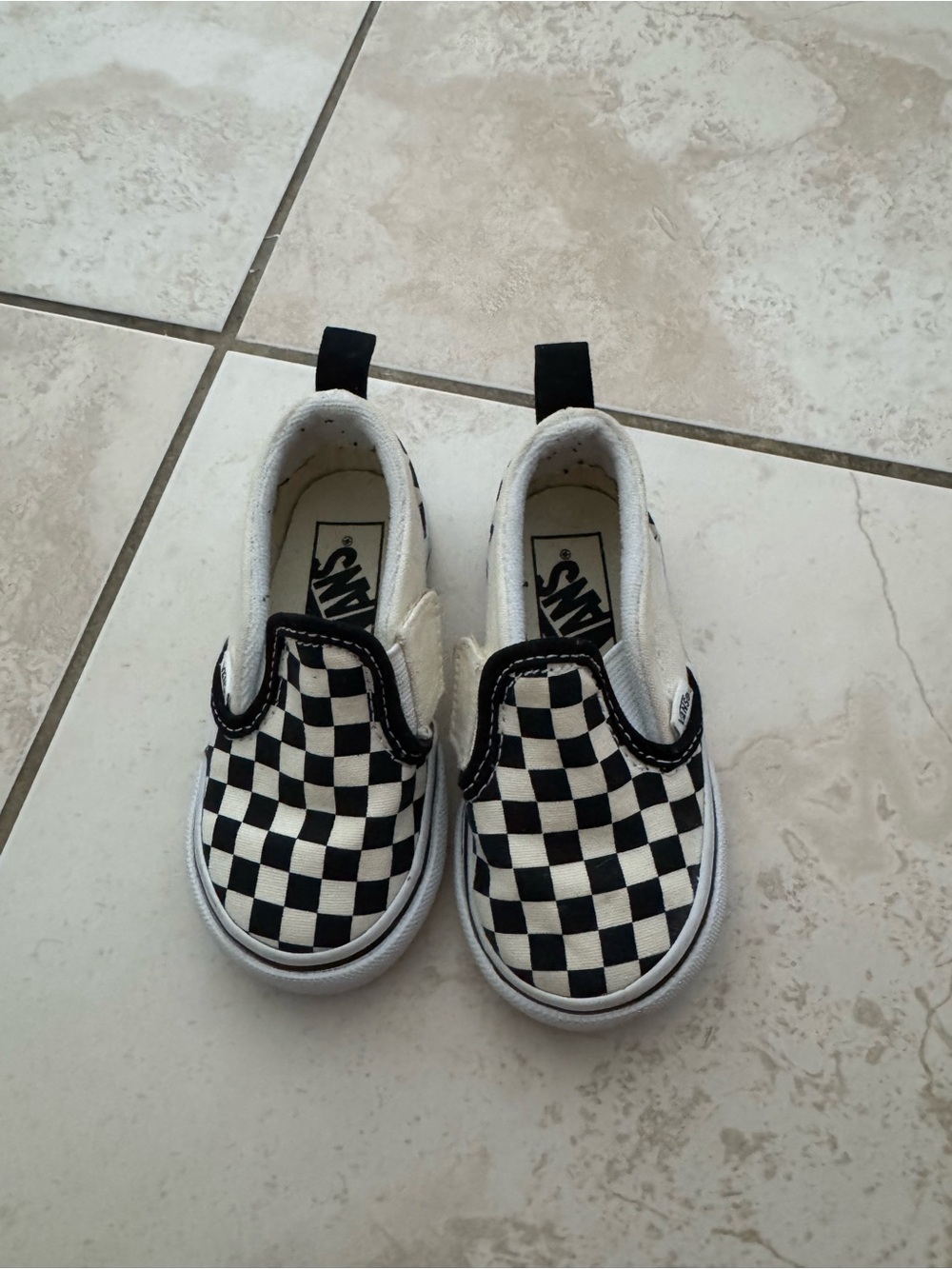 Vans Kids Classic Slip-On Checkerboard - Black & White Toddler 5